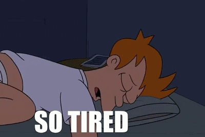 Sleeping coffee jitters Futurama Fry